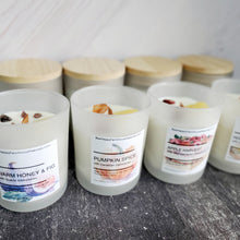 Load image into Gallery viewer, Cozy Fall Luxury Candles - Wood Wick - Gemtones - 4 Aroma Options