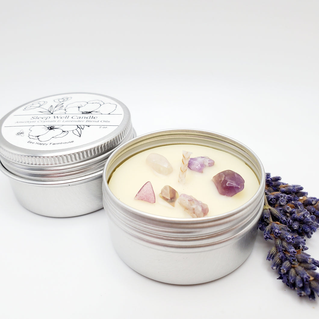 SLEEP - Sweet Dreams Aromatherapy Candle - Relaxation - Gemtone Intention Candle