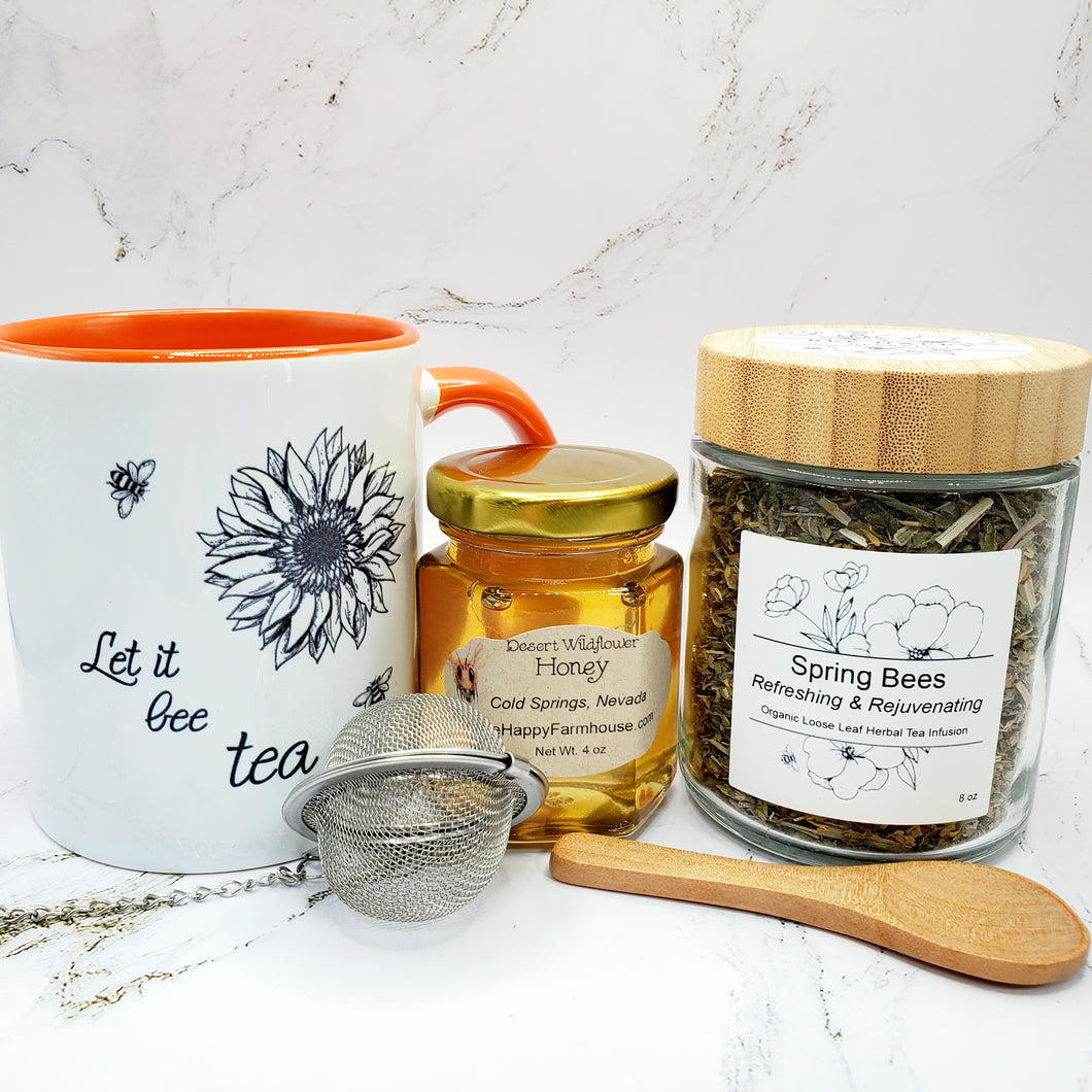 Tea Gift Basket - Mug, Honey & Herbal Tea