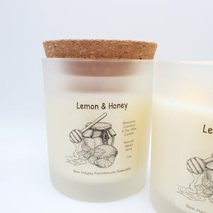 REFRESHING - Lemon & Honey - Luxury Aromatherapy Candle - Gemtone Intention Candle