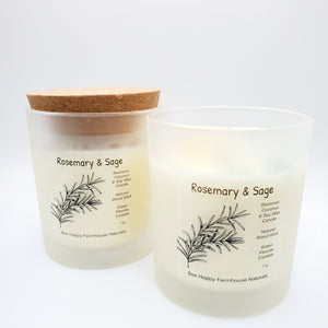 ENERGIZING - Rosemary & Sage - Luxury Aromatherapy Candle - Gemtone Intention Candle
