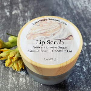 Lip Scrub - Natural Exfoliation - Honey, Brown Sugar, Vanilla Bean - Coconut Oil