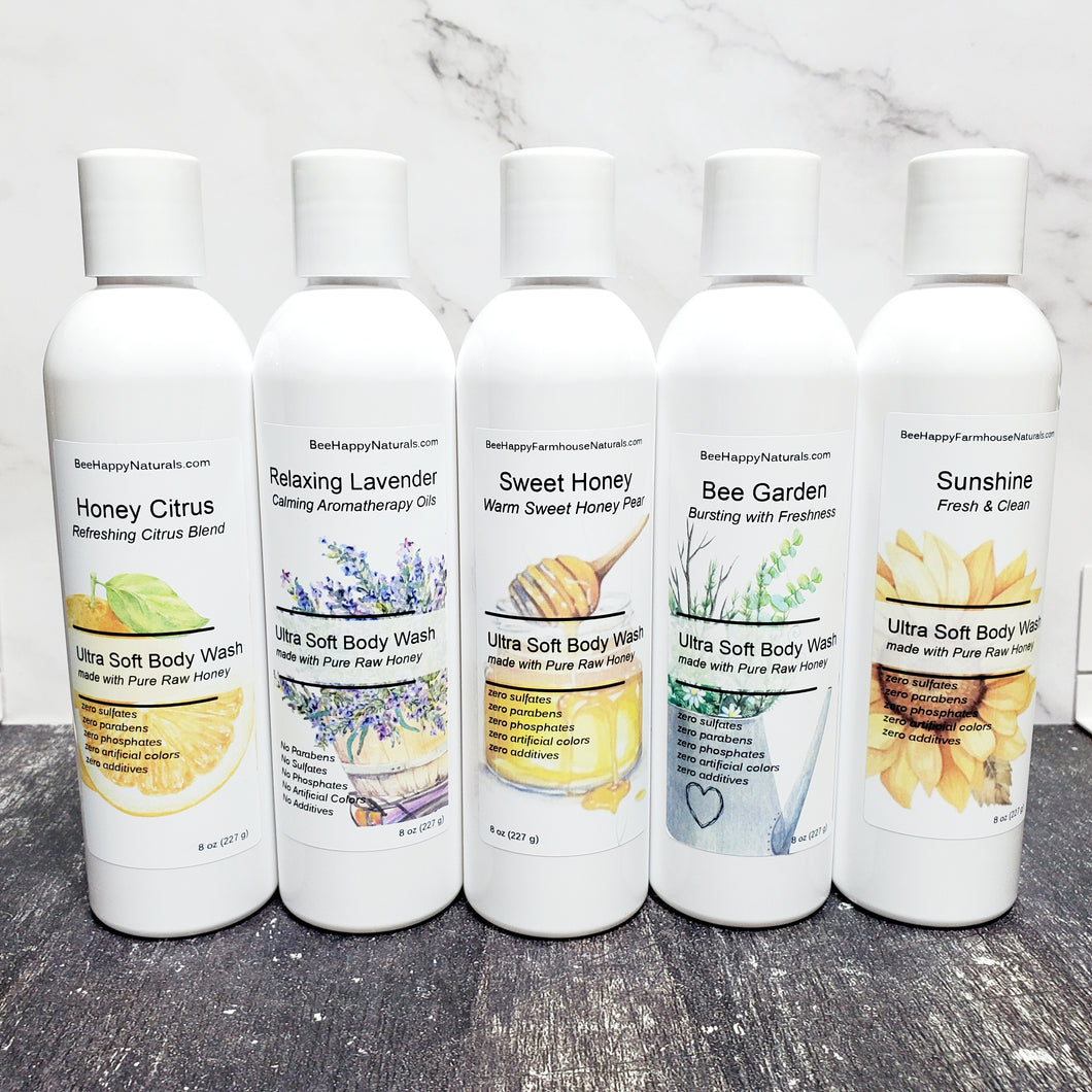 Ultra Soft Body Wash - Plant-Based Natural Ingredients with Raw Honey