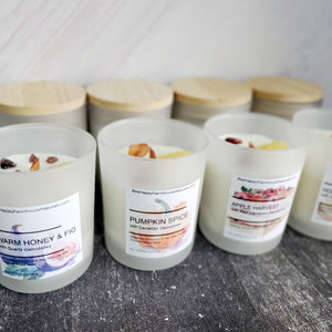 Cozy Fall Luxury Candles - Wood Wick - Gemtones - 4 Aroma Options