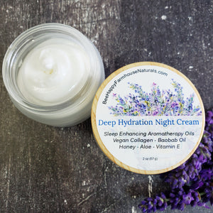 Relaxing & Rejuvenating - Deep Hydration Night Cream with Sleep Enhanced Aromatherapy Oils + Vegan Collagen