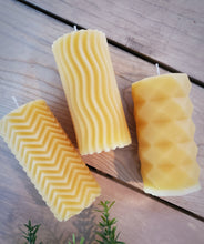 Load image into Gallery viewer, Pillar Candles - 3 Designs - 100% All Natural Beeswax
